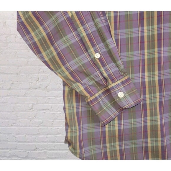 Ralph Lauren Plaid Classic Fit Button Down Shirt Men’s Medium Purple Green Prepp - Picture 3 of 7